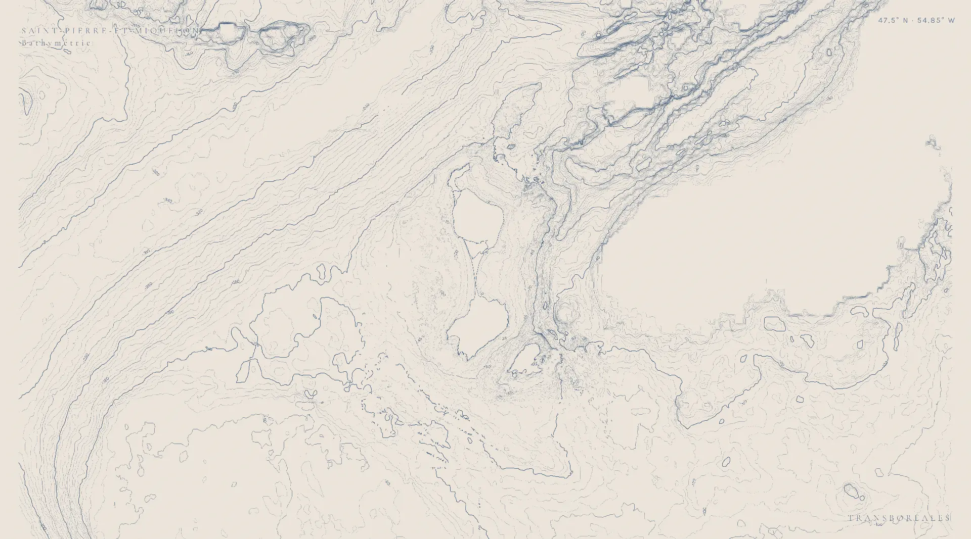 Carte bathymétrique de Saint-Pierre-et-Miquelon
